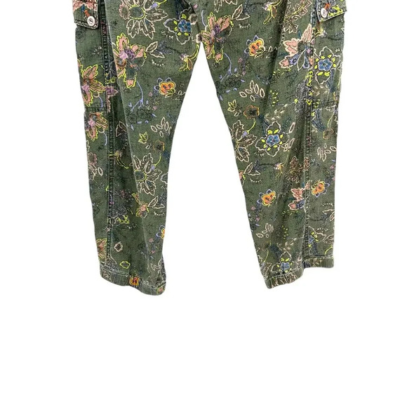 Anthropologie Classic Seamed Joggers Pants Floral Linen Blend‎ Green Size Large - Picture 9 of 14